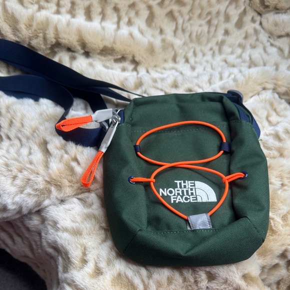 The North Face Handbags - The North Face Forest Green Crossbody Bag with Orange Accents